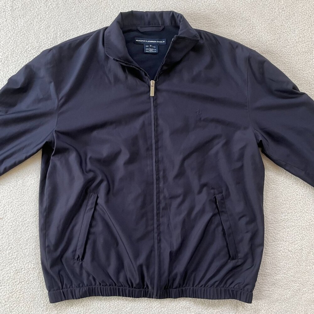 New Ralph Lauren Golf Bi-Swing Windbreaker Jacket Mens Small Navy Pony Bomber
